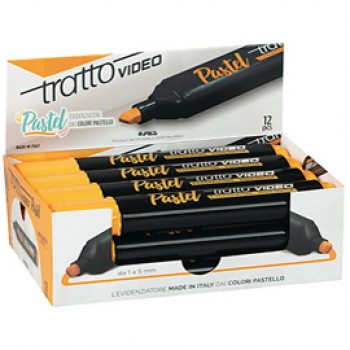 Evidenziatore Tratto Video pastel  - punta a scalpello - tratto da 1,0mm-5,0mm - arancione mandarino - Tratto