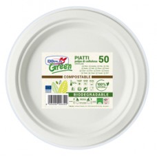 Piatto frutta monouso - rotondo - diametro 17 cm - cellulosa - bianco - Dopla Green - conf. 50 pezzi
