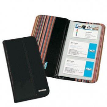 Portabiglietti da visita Professional - similpelle - nero - 12,5x23,5 cm - City Time