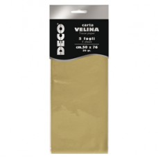 Carta velina - 20 gr - 50 x 76 cm - oro perlescente - Deco - busta 5 fogli Carta velina - 20 gr - 50 x 76 cm - oro perlescente - Deco - busta 5 fogli