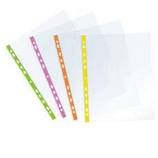 Buste forate - PPL - con banda fucsia neon - liscia - 22 x 30 cm - Favorit - conf, 25 pezzi
