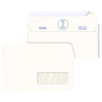 Busta a sacco Kami Strip - con finestra - 11 x 23 cm - 100 gr - carta riciclata FSC - bianco - Pigna Envelopes - conf. 500 pezzi