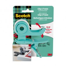 Dispenser Clip & Twist per nastro adesivo Magic - rotolo incluso da 1,9 cm x 9,8 m - grigio - Scotch