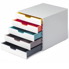 Cassettiera 5 cassetti colorati - bianco ghiaccio - cassetti 5 cm - Durable Cassettiera 5 cassetti colorati - bianco ghiaccio - cassetti 5 cm - Durable