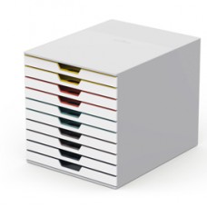 Cassettiera 10 cassetti colorati varicolor - bianco ghiaccio - 2,5cm - Durable Cassettiera 10 cassetti colorati varicolor - bianco ghiaccio - 2,5cm - Durable
