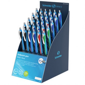 Penna sfera Slider Rave - colori assortiti (blu/nero/rosso/verde - Schneider - expo 30 pezzi