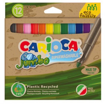 Pennarelli Jumbo Eco Family - lavabili - colori assortiti - Carioca - scatola 12 pezzi