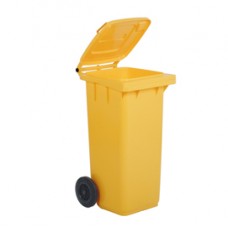 Bidone carrellato per raccolta differenziata - 240 L - giallo - MobilPlastic