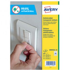 Adesivo antimicrobico - quadro - poliestere trasparente - 68 etichette per foglio - Avery -  conf. 10 fogli A4
