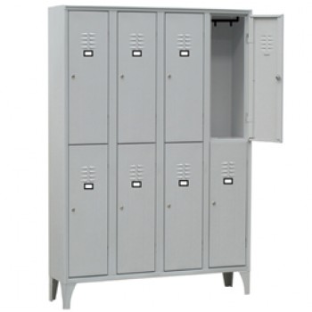Armadio spogliatoio in metallo - 8 vani sovrapposti - 120 x 50 x 180 cm - grigio - Fasma