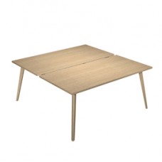 Scrivania Woody a 2 postazioni contrap. - 140 x 166 cm - rovere
