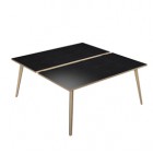 Scrivania Woody a 2 postazioni contrap. - 140 x 166 cm - rovere / nero venato