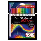 Pennarello Pen 68 Brush Arty Line 568/12 - colori assortiti - Stabilo - astuccio 12 pezzi