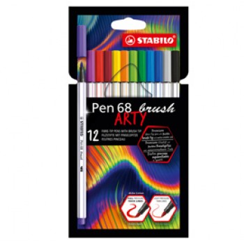 Pennarello Pen 68 Brush Arty Line 568/18 - colori assortiti - Stabilo - astuccio 18 pezzi