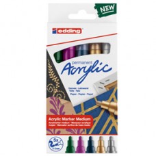 Marcatore permanente acrilico 5100 - punta tonda - da 2 a 3 mm - colori assortiti festa - Edding - conf. 5 pezzi Marcatore permanente acrilico 5100 - punta tonda - da 2 a 3 mm - colori assortiti festa - Edding - conf. 5 pezzi