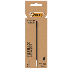 Refill sfera Cristal Re'New - punta 1 mm - nero - Bic - blister 3 pezzi Refill sfera Cristal Re'New - punta 1 mm - nero - Bic - blister 3 pezzi