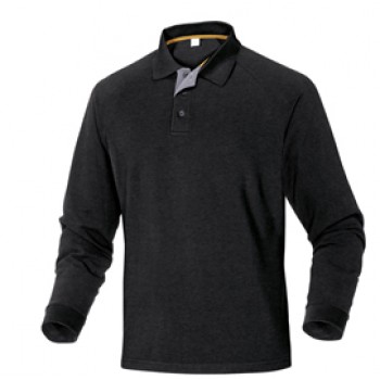 Polo a maniche lunghe Turino - 100% cotone - taglia L - nero - Deltaplus