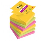 Blocco foglietti Super Sticky Z-Notes - R330-6SS-CARN - 76 x 76 mm - colori asssortiti - 90 fogli - Post-it - conf. 6 pezzi