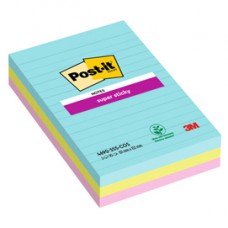 Blocco Post-it Super Sticky - 4690-SS3COS - a righe - 101 x 152 mm - colori Cosmic - 90 fogli - Post-it - conf. 3 pezzi