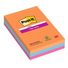 Blocco Post it  Super Sticky - 4690-3SS-BOOS - a righe - 101 x 152 mm - colori Boost - 90 fogli - Post it  - conf. 3 pezzi