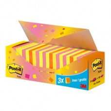 Blocco foglietti Post-it Super Sticky - 654-NP24 - 76 x 76 mm - colori assortiti - 100 fogli - Post-it - conf. 24 blocchi