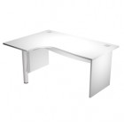 Scrivania compact Agorà - fianco sx melaminico - L180 x P120/80/60 x H73 cm - con supporto metallico - bianco
