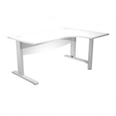 Scrivania compact Agorà - fianco dx metallico - L 160 x P120/80/60 x H 73 cm - con supporto metal e modesty panel - bianco