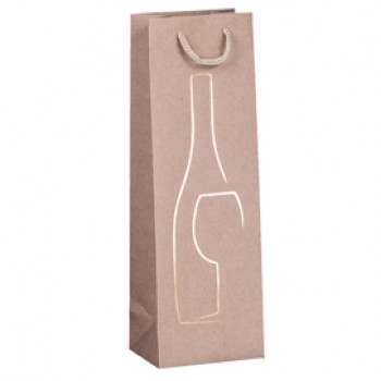 Shopper portabottiglie - con manici in corda - 12 x 37 x 9 cm - avorio - Rex Sadoch