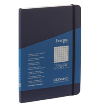 Taccuino EcoQua Plus - con elastico - rilegatura cucita - A5 - 5 mm - 80 fogli - blu scuro - Fabriano