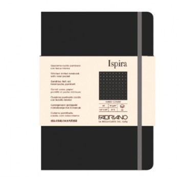 Taccuino Ispira - con elastico - copertina rigida - A5 - 96 fogli - puntinato - nero - Fabriano
