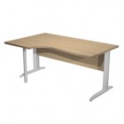 Scrivania Compact Sinistro - 160 x 60/80/100 cm - piano rovere fianchi cromati