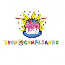 Festone Buon compleannoTorta - in cartoncino - 6 mt - Big Party