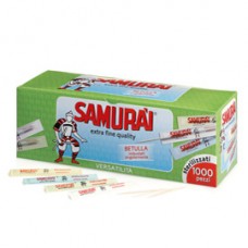 Stuzzicadente - doppia punta - in betulla - imbustato singolarmente - Samurai Party - conf. 1000 pezzi Stuzzicadente - doppia punta - in betulla - imbustato singolarmente - Samurai Party - conf. 1000 pezzi