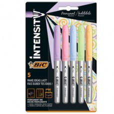 Marcatore Intensity Pastel - indelebile - punta tonda - colori assortiti - Bic - conf. 5 pezzi Marcatore Intensity Pastel - indelebile - punta tonda - colori assortiti - Bic - conf. 5 pezzi