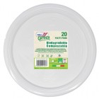 Piatto piano monouso - rotondo - diametro 22 cm - Mater-Bi - avorio - Dopla Green - conf. 20 pezzi