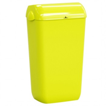 Cestino gettacarte Skin - con coperchio - 54,5 x 22,5 x 33,5 cm - 23 L - giallo fluo - Mar Plast