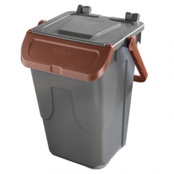 Contenitore portarifiuti Ecology - con sportello e maniglione - 35 L - grigio/bruno - Mobil Plastic Contenitore portarifiuti Ecology - con sportello e maniglione - 35 L - grigio/bruno - Mobil Plastic