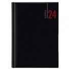 Agenda giornaliera 2027 - copertina in carta imbottita - 14,5 x 20,5 cm - nero
