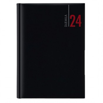 Agenda giornaliera 2027 - copertina in carta imbottita - 14,5 x 20,5 cm - nero