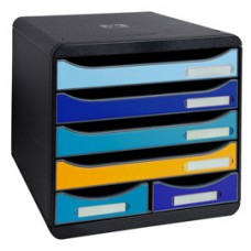Cassettiera Big Box Maxi Bee Blue - 6 cassetti A4 - nero/multicolore - Exacompta