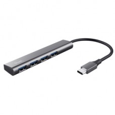 Hub Halyx - 4 porte - da USB-C a USB-A 3.2 Gen1 - alluminio - grigio - Trust
