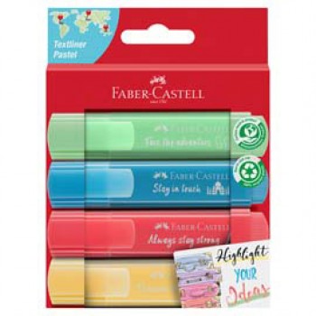 Evidenziatore Textliner 46 - colori assortiti pastel - Faber-Castell - astuccio 4 pezzi