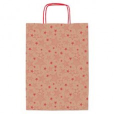 Shopper natale - 16 x 8 x 21 cm - carta kraft - fantasia stelline - rosso - Rex Sadoch Shopper natale - 16 x 8 x 21 cm - carta kraft - fantasia stelline - rosso - Rex Sadoch