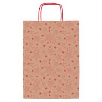 Shopper natale - 26 x 12 x 36 cm - carta kraft - fantasia stelline - rosso - Rex Sadoch Shopper natale - 26 x 12 x 36 cm - carta kraft - fantasia stelline - rosso - Rex Sadoch