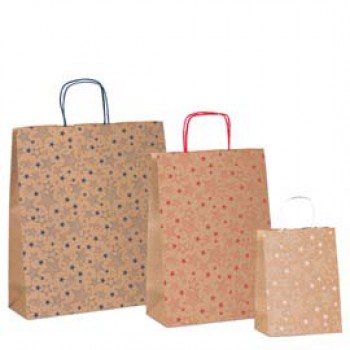 Shopper natale - 16 x 8 x 21 cm - carta kraft - fantasia stelline - colori assortiti - Rex Sadoch Shopper natale - 16 x 8 x 21 cm - carta kraft - fantasia stelline - colori assortiti - Rex Sadoch