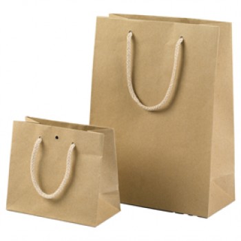 Shopper - maniglie cordino cotone - 27 x 37 + 12 cm - 160 gr - carta kraft - avana - PNP - conf. 12 pezzi