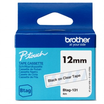 Brother - Nastro adesivo - Nero/Trasparente - 12mm x 4mt - BTAG131 Brother - Nastro adesivo - Nero/Trasparente - 12mm x 4mt - BTAG131