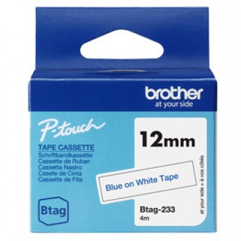 Brother - Nastro - Blu/Bianco - BTAG233 - 12mm x 4mt Brother - Nastro - Blu/Bianco - BTAG233 - 12mm x 4mt