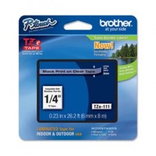 Brother - Nastro - Nero/Trasparente - TZE111 - 6mm x 8mt