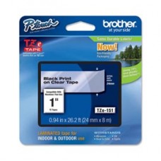 Brother - Nastro - Nero/Trasparente -TZE151 - 24mm x 8mt Brother - Nastro - Nero/Trasparente -TZE151 - 24mm x 8mt